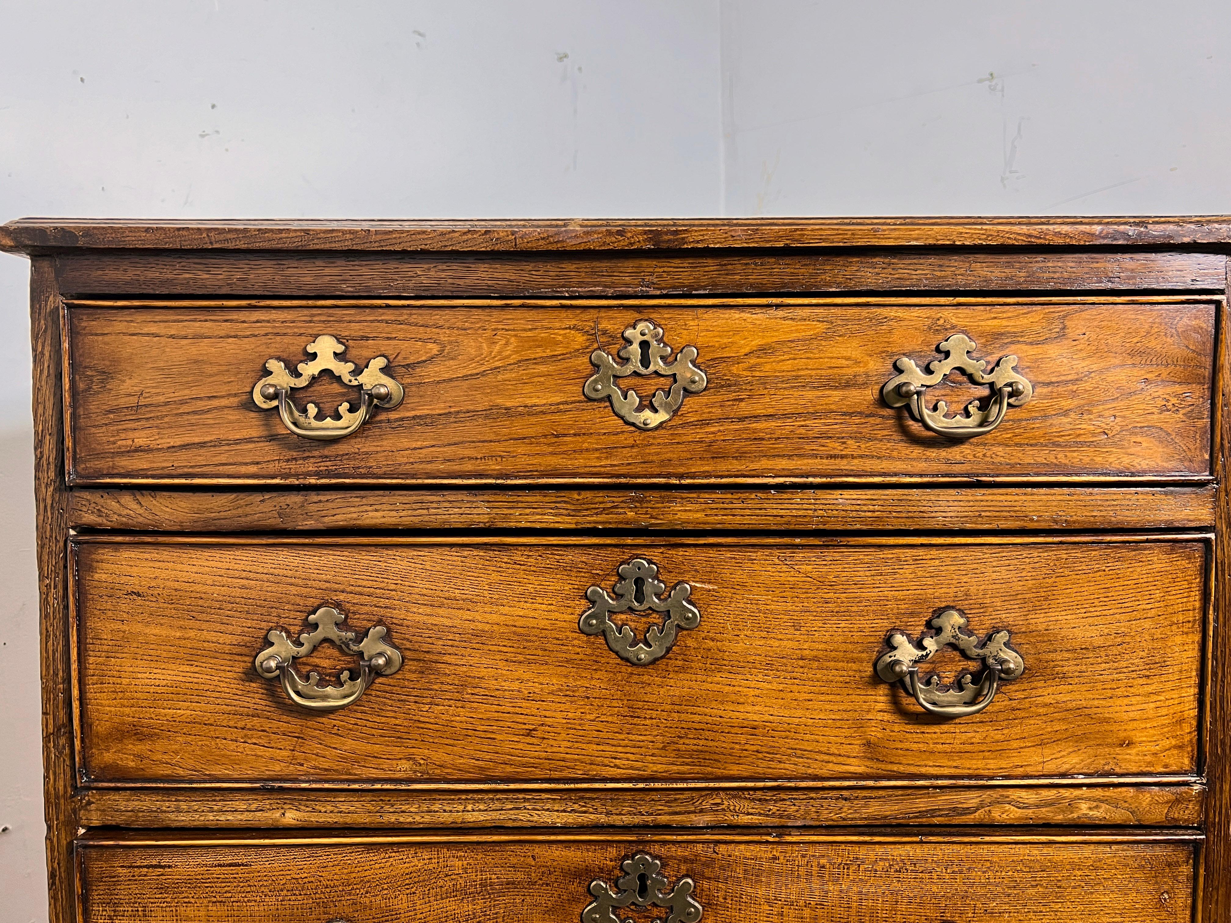 Antique Circa Late 1700s Georgian High Boy Chest of Six Drawers In Good Condition For Sale In Peabody, MA