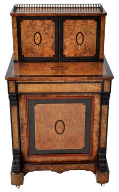 Antique Circassian Walnut Inlaid Aesthetic Movement Bonheur du Jour/Writing Desk