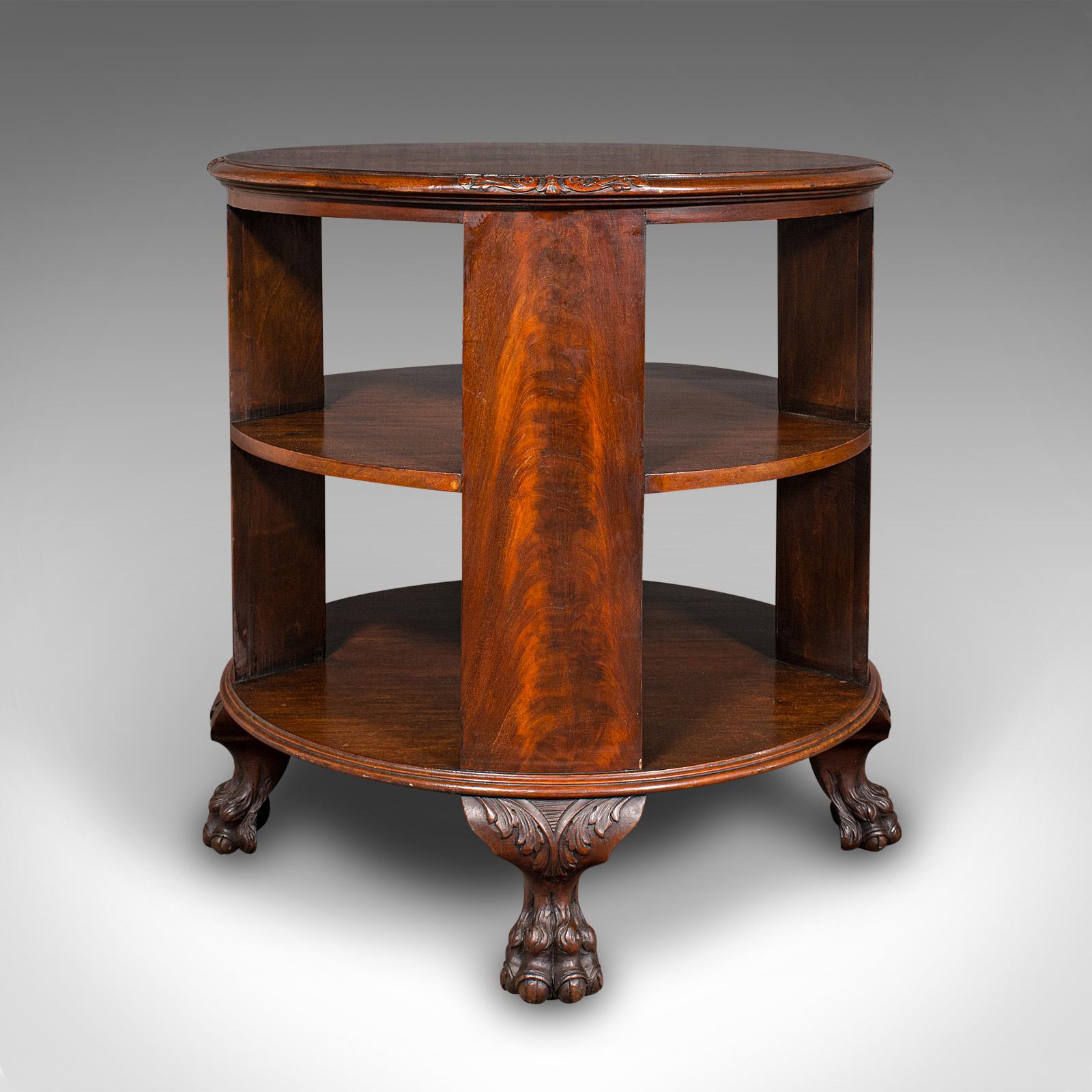 Antique Circular Bookcase, English, Centrepiece Library Table, Edwardian, C.1910 In Good Condition For Sale In Hele, Devon, GB