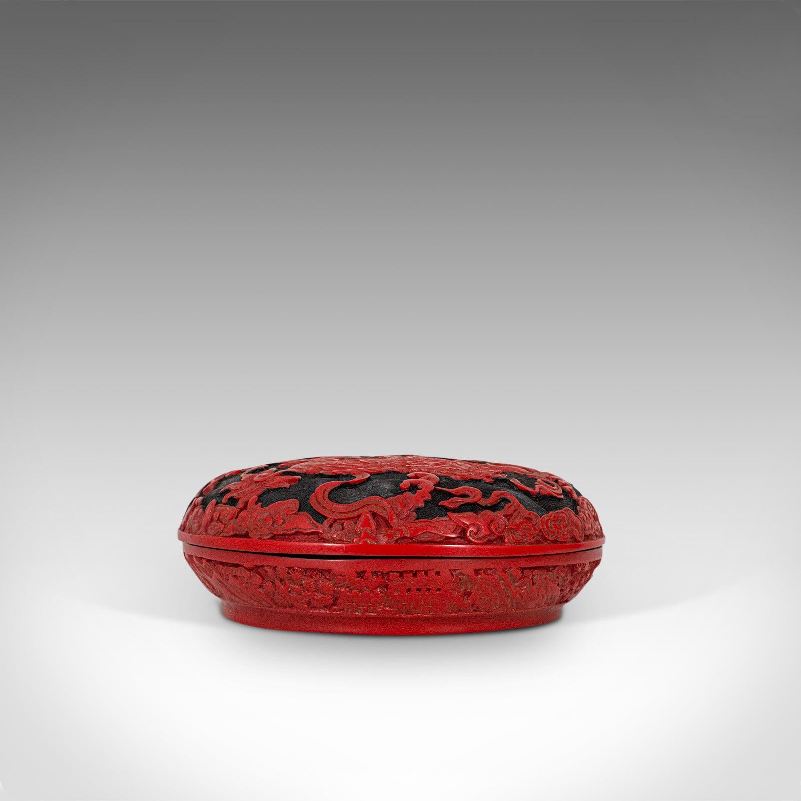 Other Antique Circular Box Chinese Cinnabar, Decorative Tray, Qing Dynasty, circa 1900