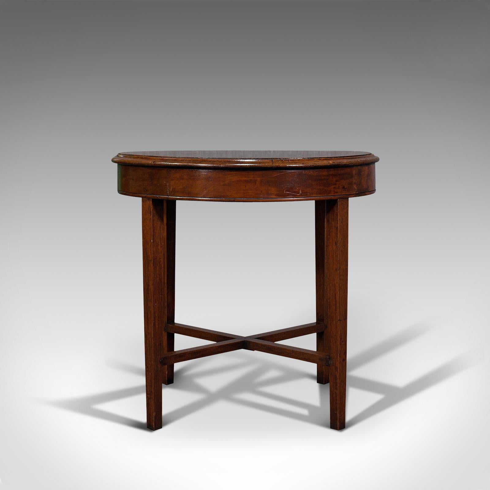 British Antique Circular Coffee Table, English, Oak, Lamp, Side, Victorian, Circa 1880