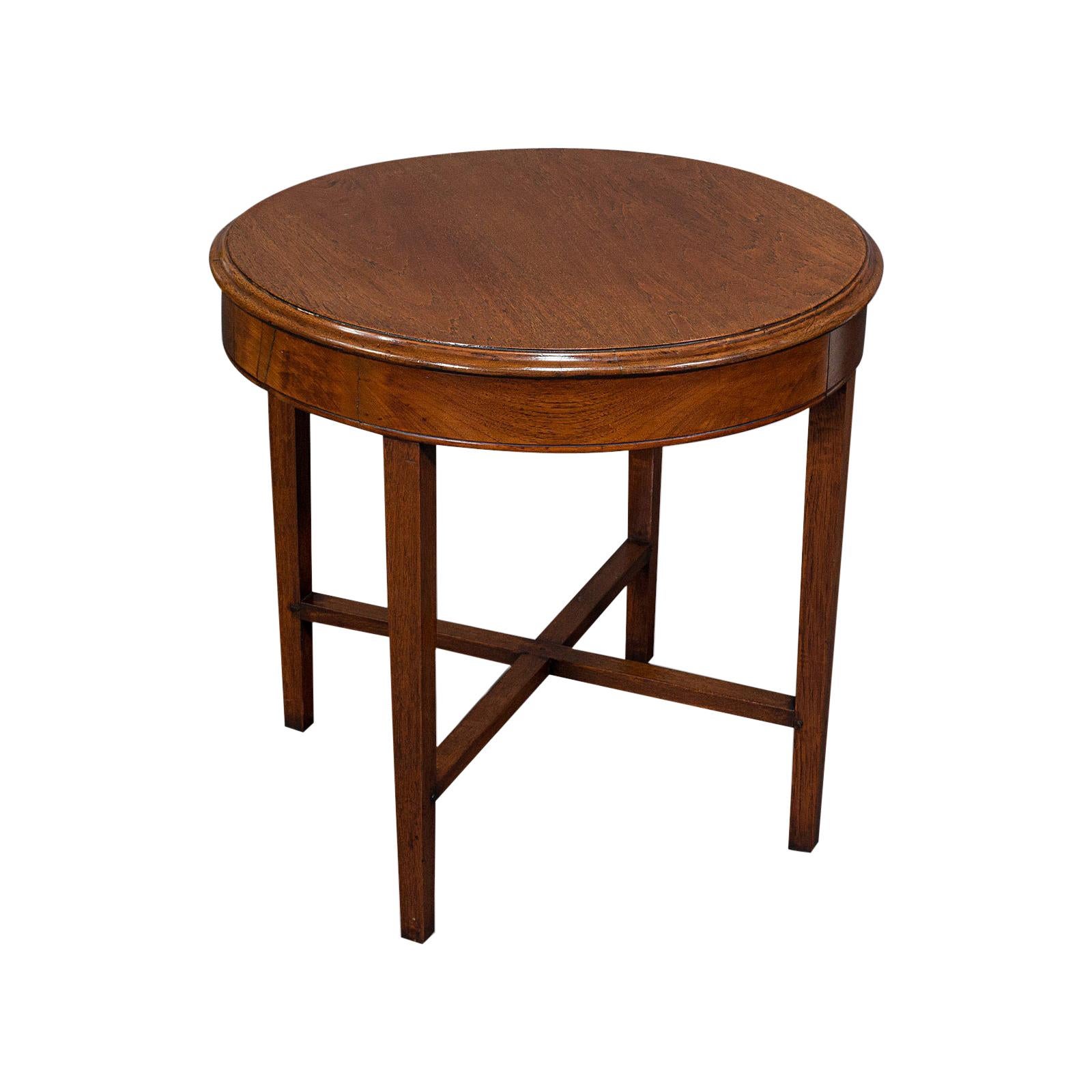 Antique Circular Coffee Table, English, Oak, Lamp, Side, Victorian