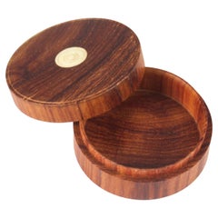 Antique Circular Hardwood Snuff Box & Cover, Early 20th Century