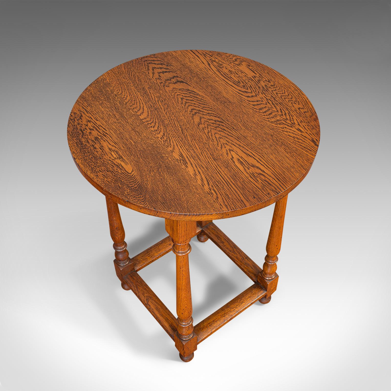 Circular Occasional Table, English, Oak, Side, Lamp, Edwardian, circa 1910 2