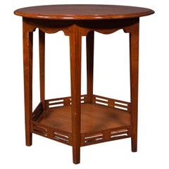 Antique Circular Occasional Table, English, Walnut, Lamp, Hexagonal, Edwardian