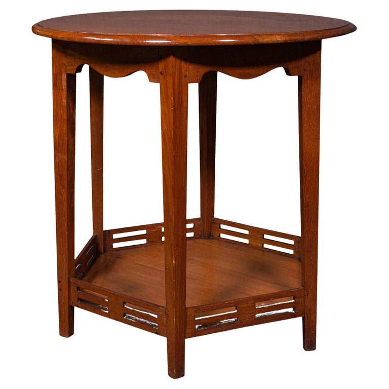 Antique Circular Occasional Table, English, Walnut, Lamp, Hexagonal ...