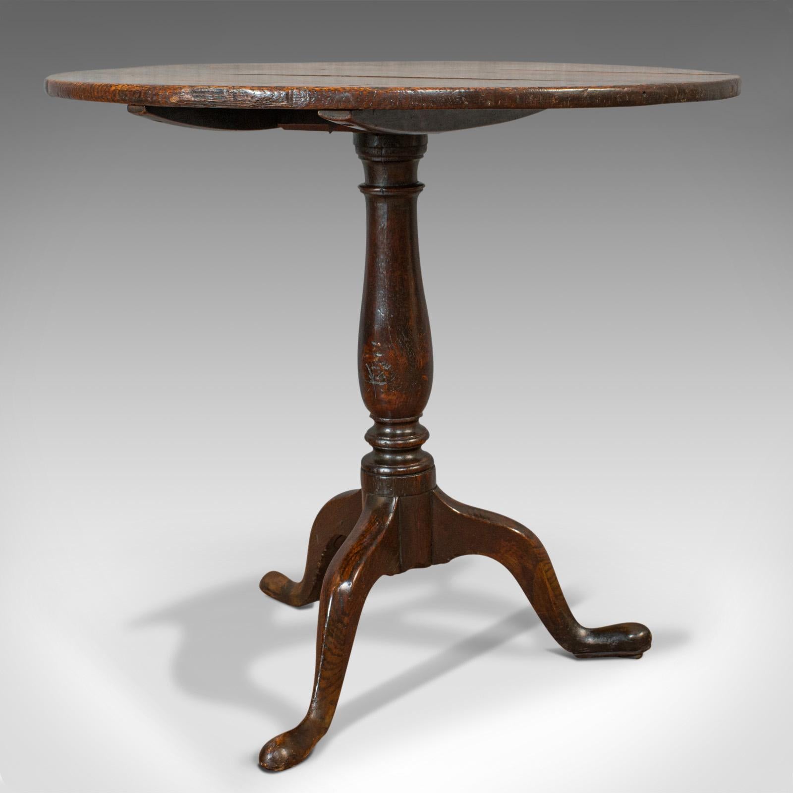 Antique Circular Table, English, Oak, Folding, Side, Occasional, Georgian, 1780 In Good Condition In Hele, Devon, GB