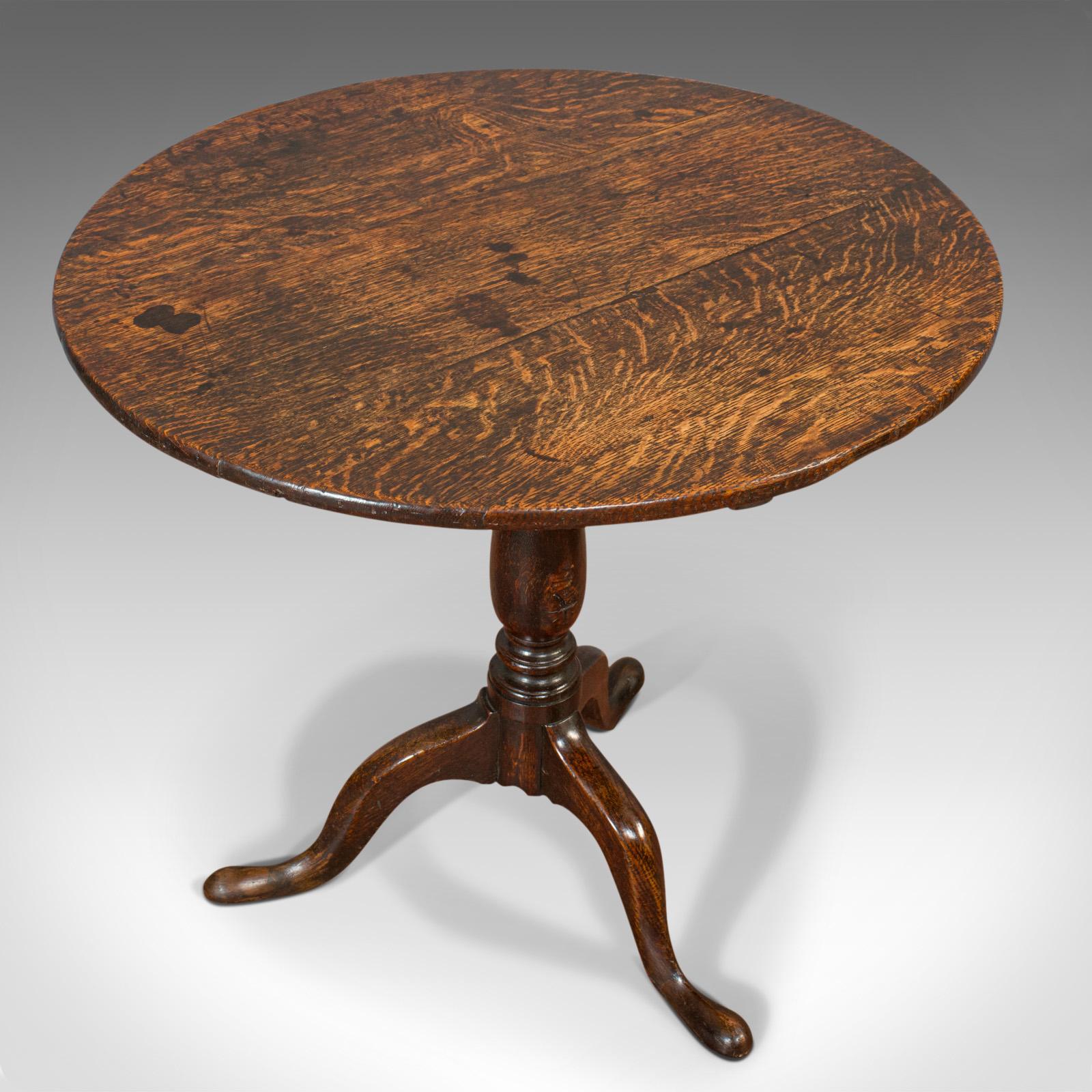 Antique Circular Table, English, Oak, Folding, Side, Occasional, Georgian, 1780 1