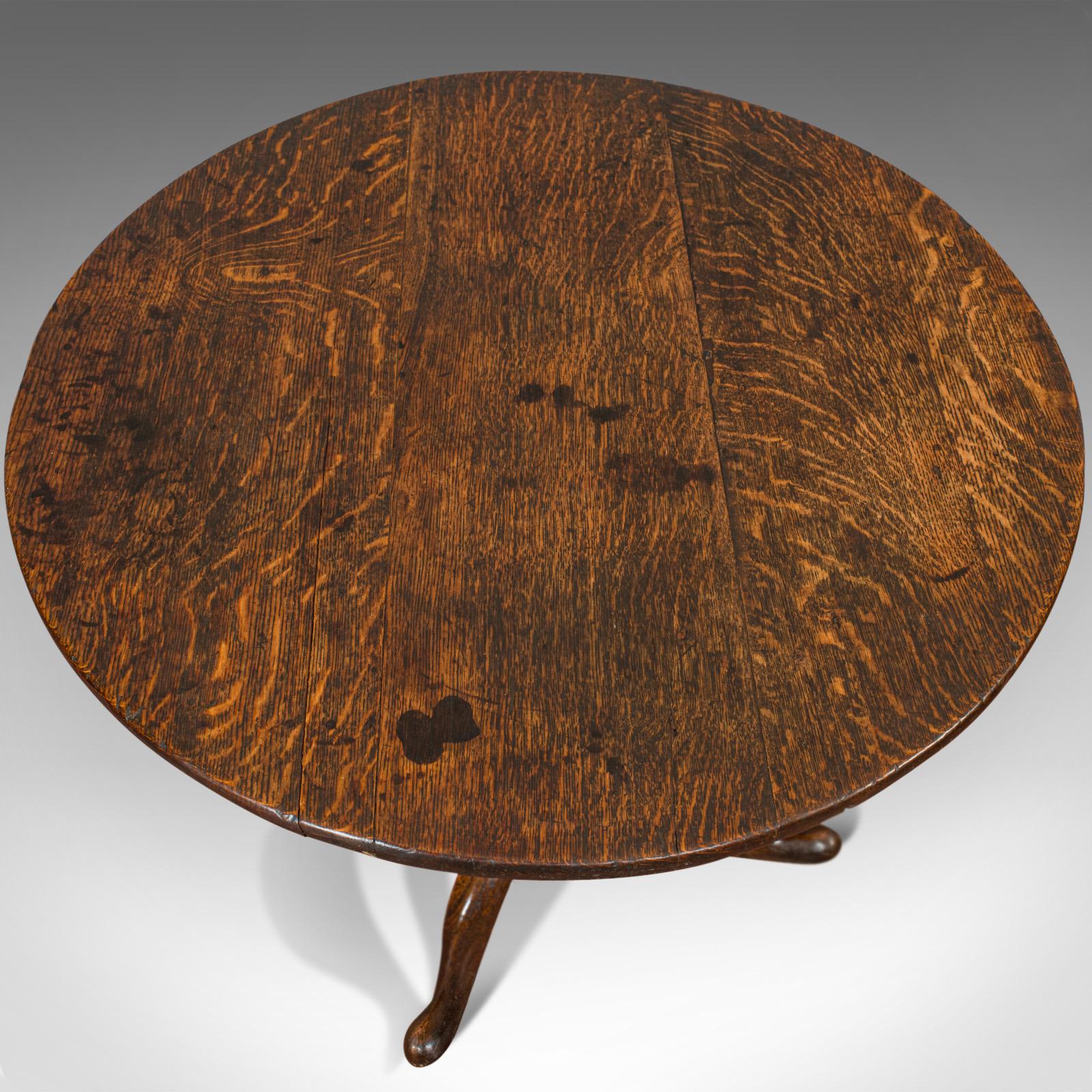 Antique Circular Table, English, Oak, Folding, Side, Occasional, Georgian, 1780 2