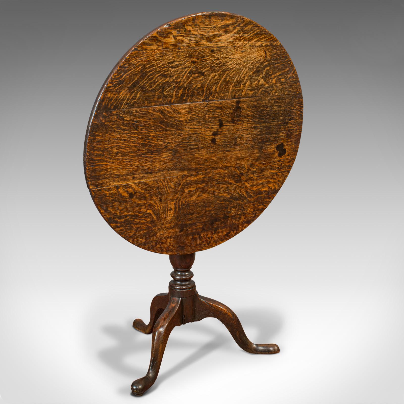 Antique Circular Table, English, Oak, Folding, Side, Occasional, Georgian, 1780 4