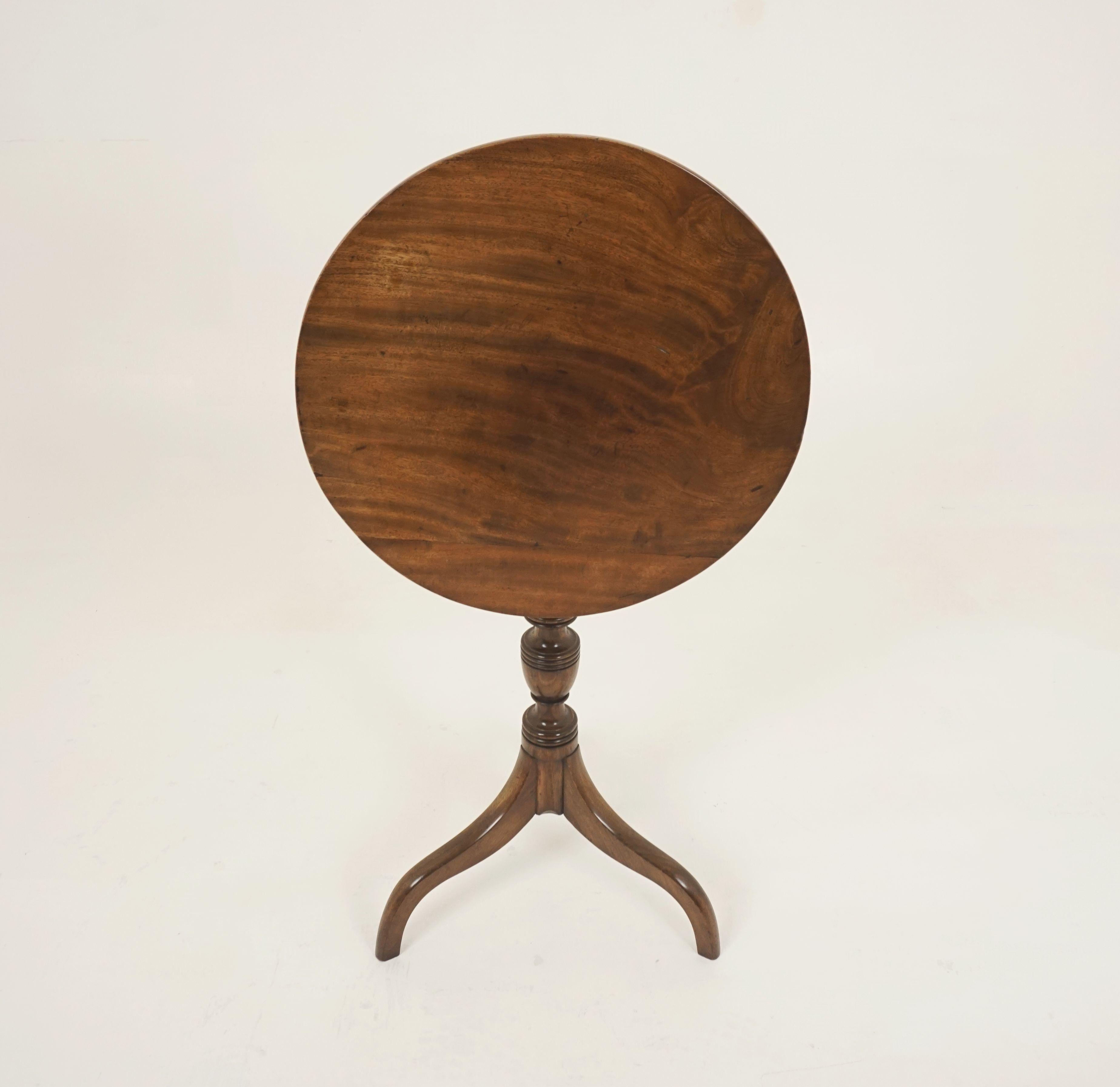Hand-Crafted Antique Circular Walnut Table, Victorian Tilt Top Table, Scotland 1860