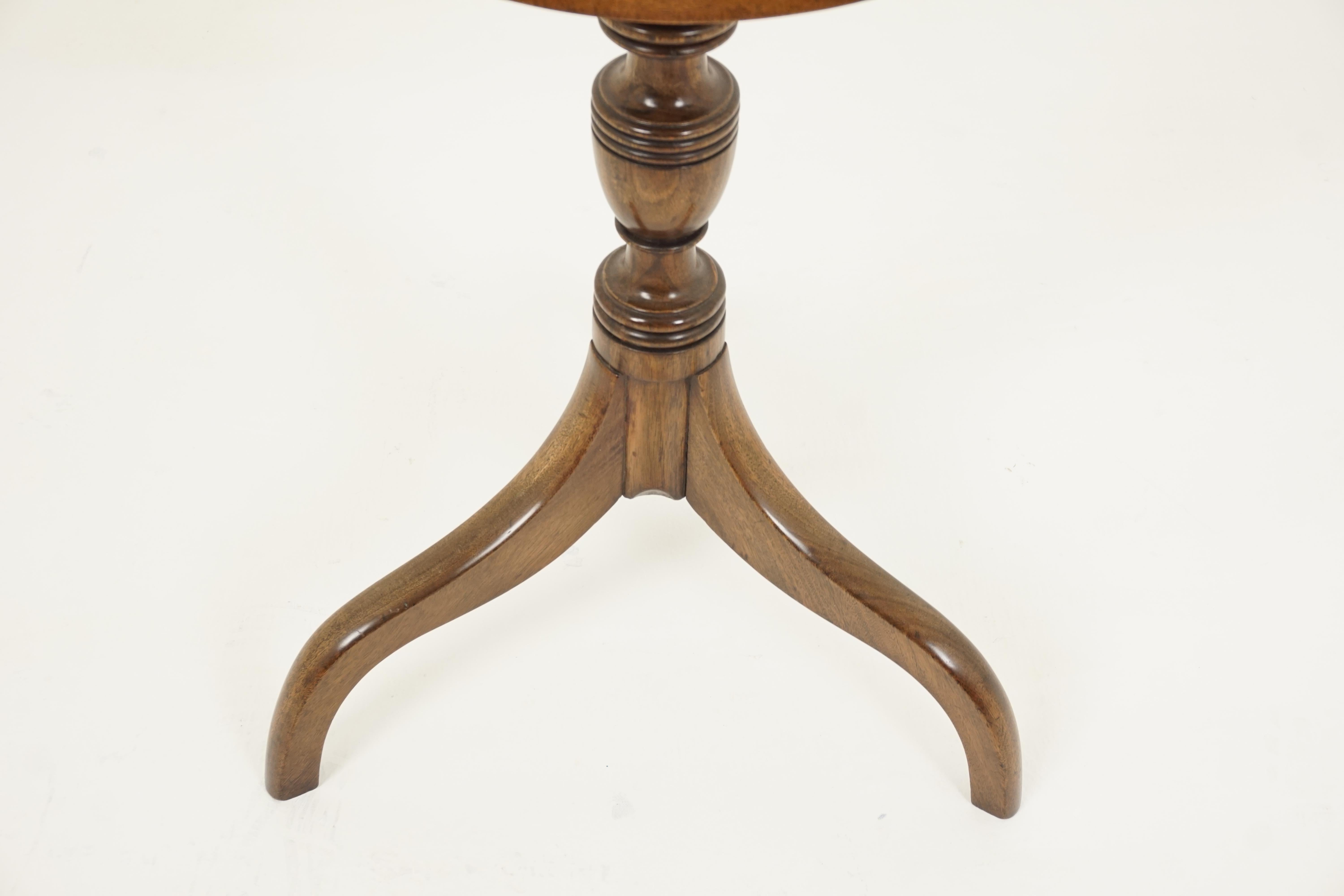 Mid-19th Century Antique Circular Walnut Table, Victorian Tilt Top Table, Scotland 1860