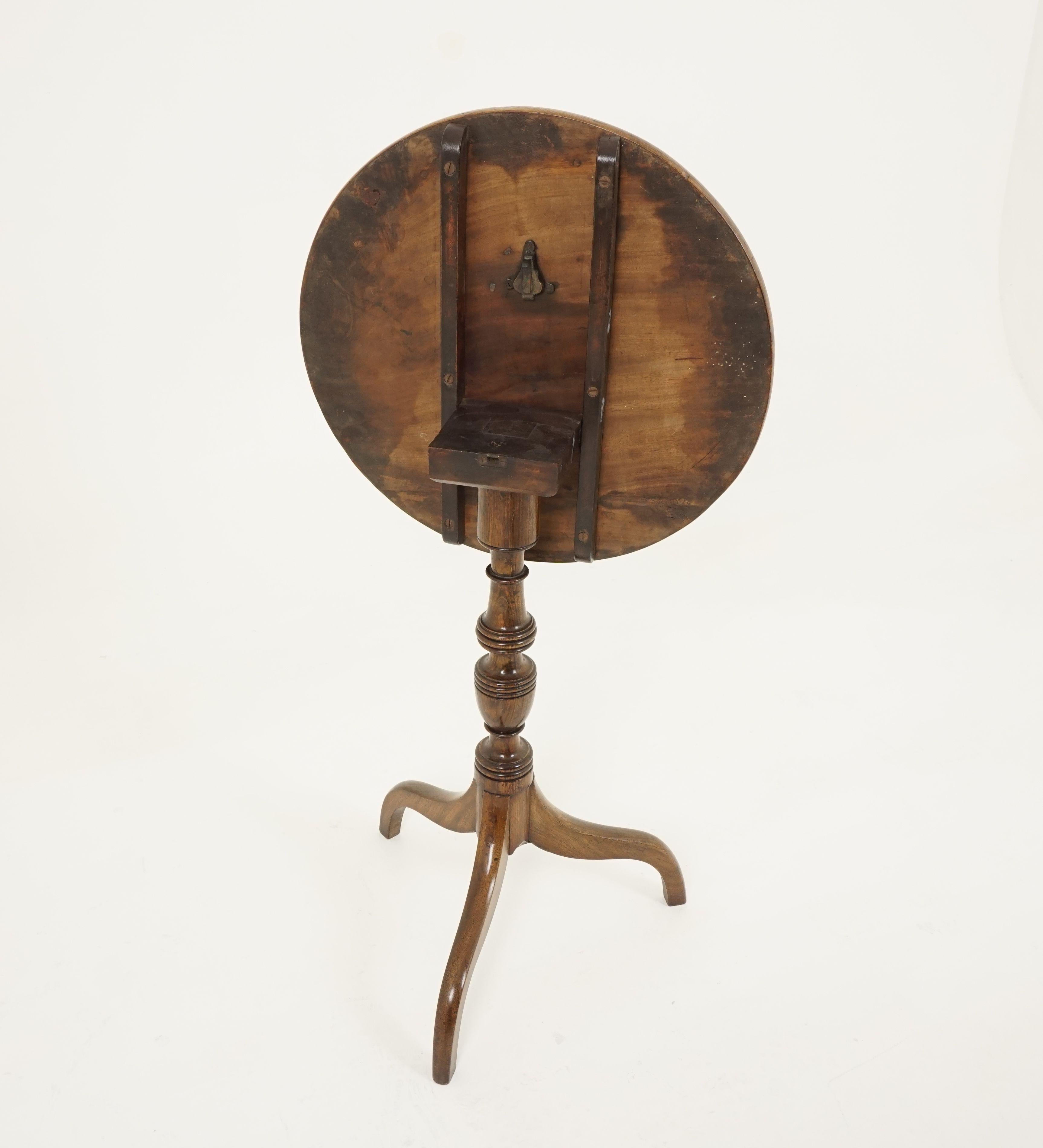 Antique Circular Walnut Table, Victorian Tilt Top Table, Scotland 1860 2