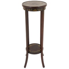 Antique Circular Walnut Two-Tier Hand Painted Plant Stand, Scotland 1920, B2046