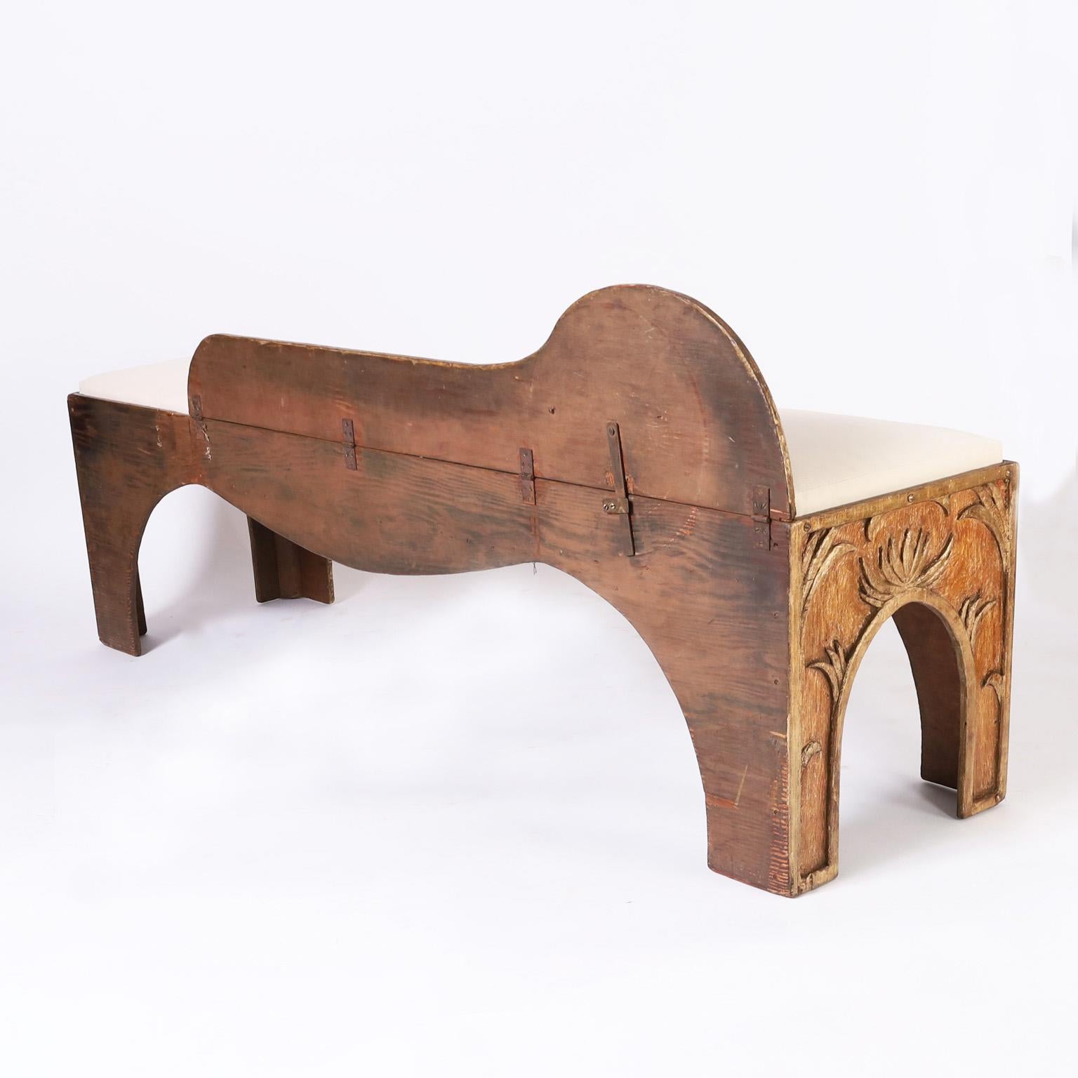 Pine Antique Circus Snake Charmers Bench or Chaise Lounge