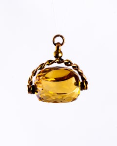 Antique Citrine and 9 Carat Gold Swivel Fob