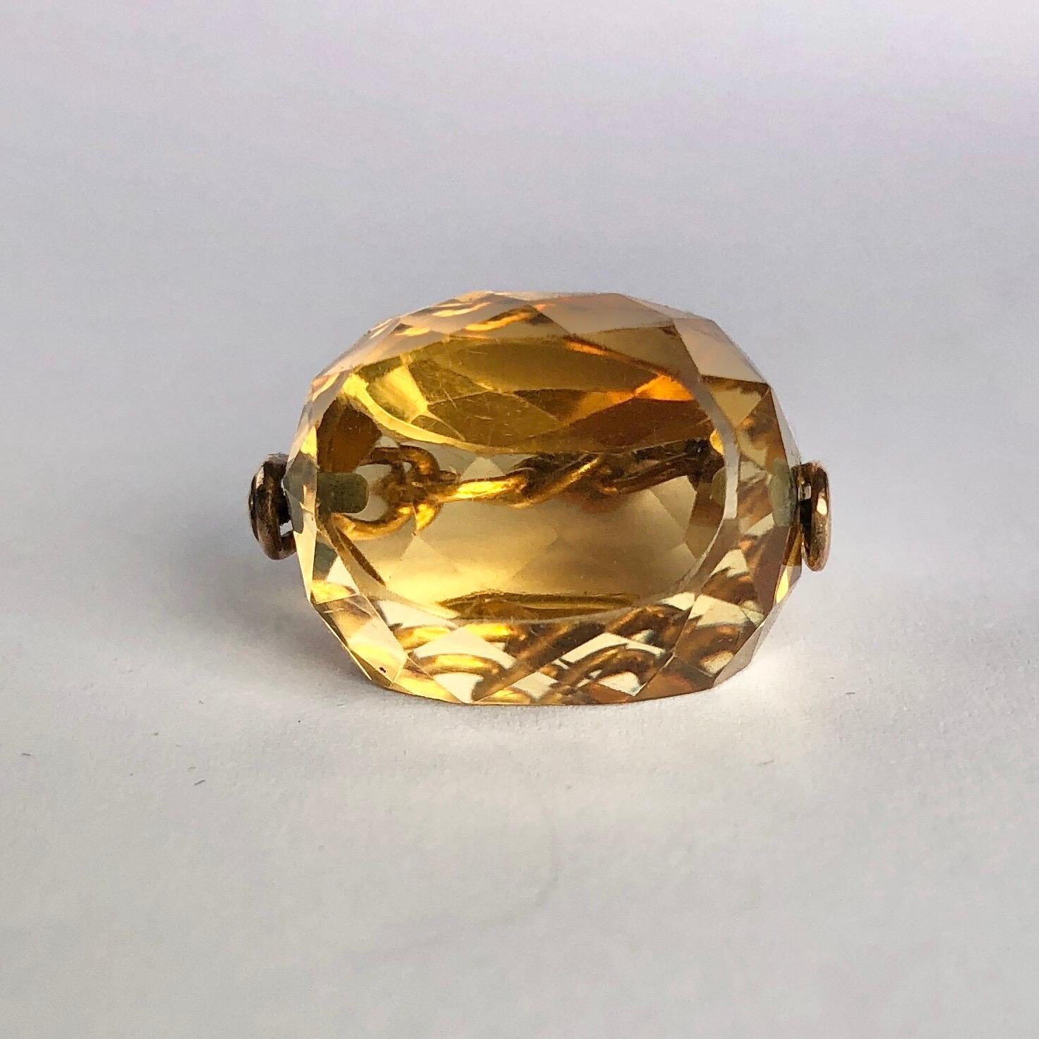 Édouardien Poignée pivotante ancienne en or 9 carats et citrine en vente
