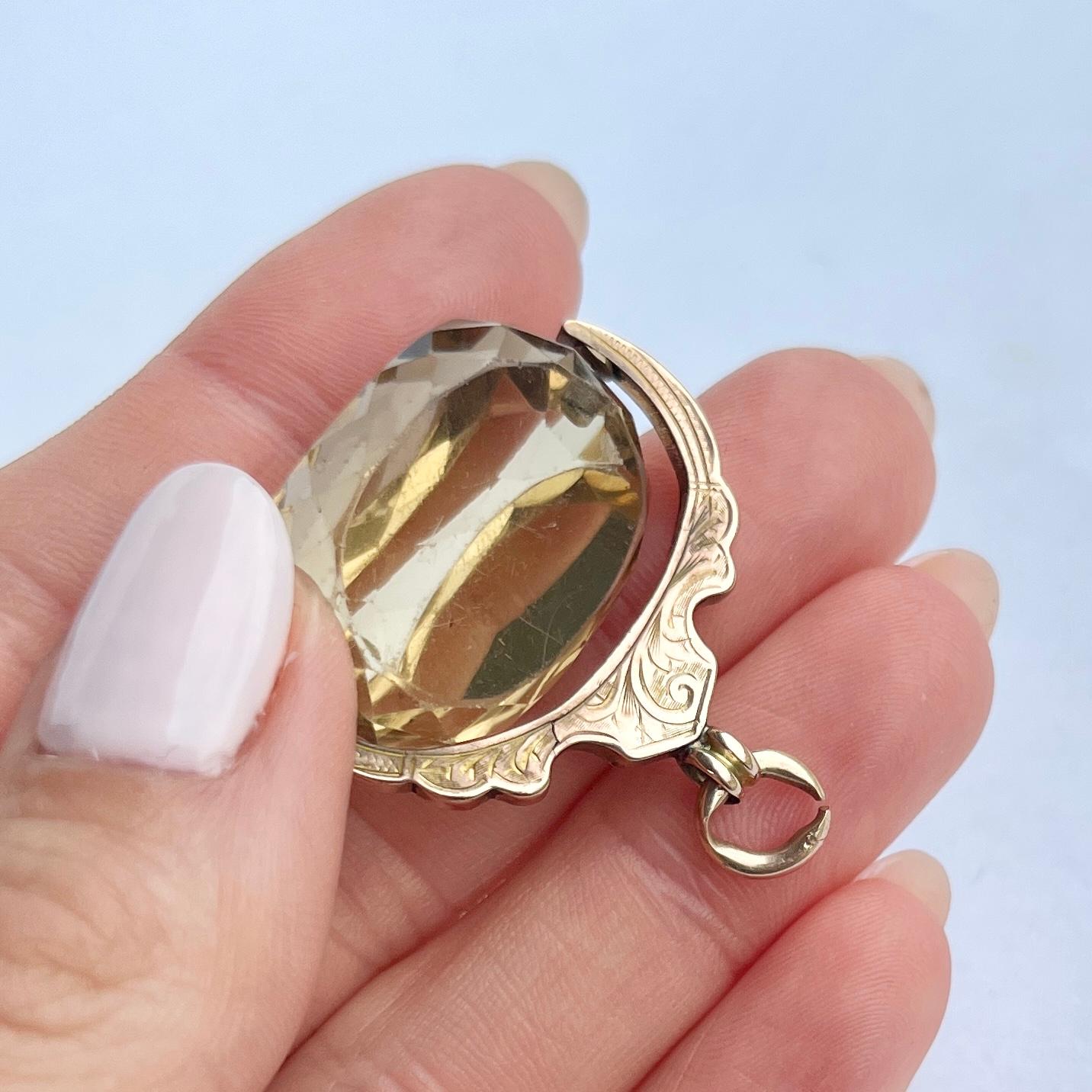 Édouardien Objet pivotant ancien en or 9 carats et citrine en vente