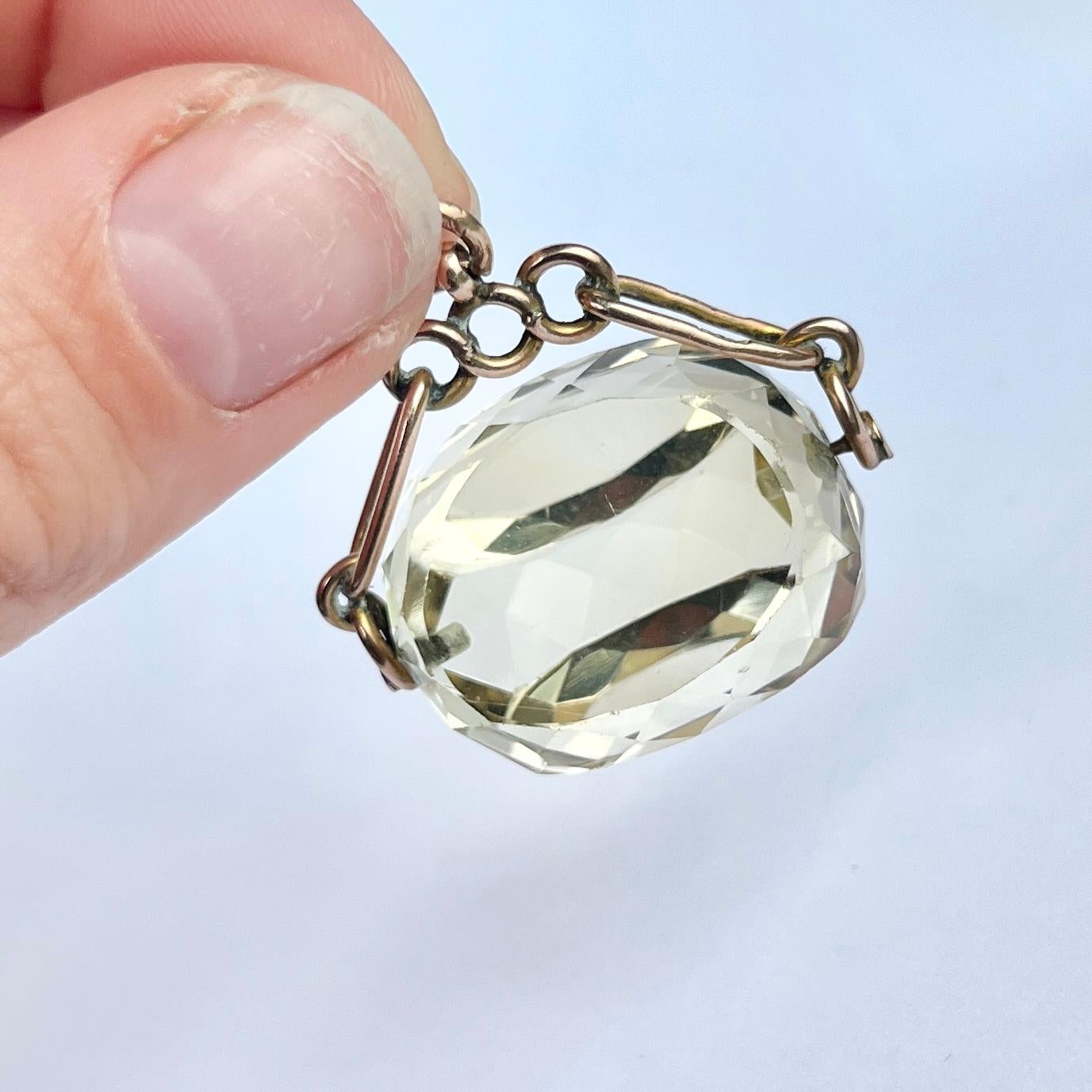 Edwardian Antique Citrine and 9 Carat Gold Swivel Fob For Sale
