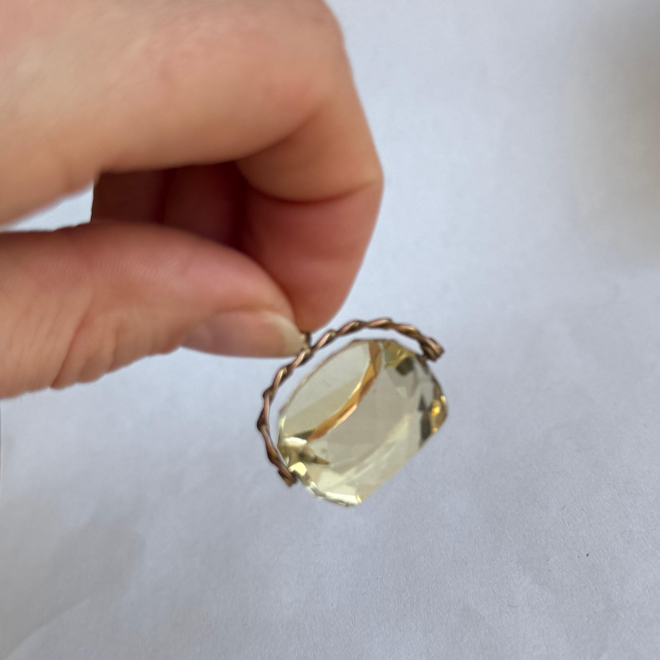 Edwardian Antique Citrine and 9 Carat Gold Swivel Fob For Sale