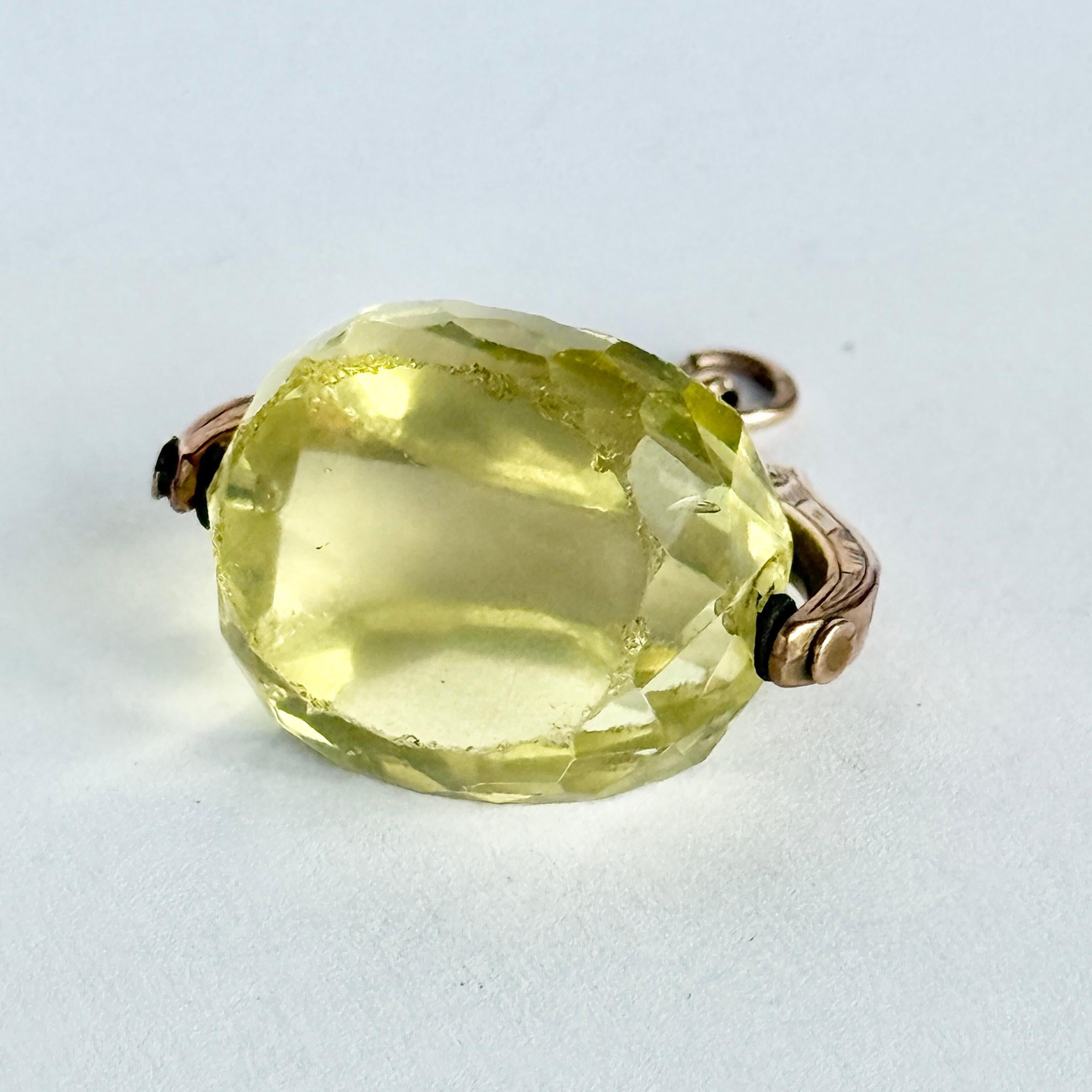 Art déco Objet pivotant ancien en or 9 carats et citrine en vente