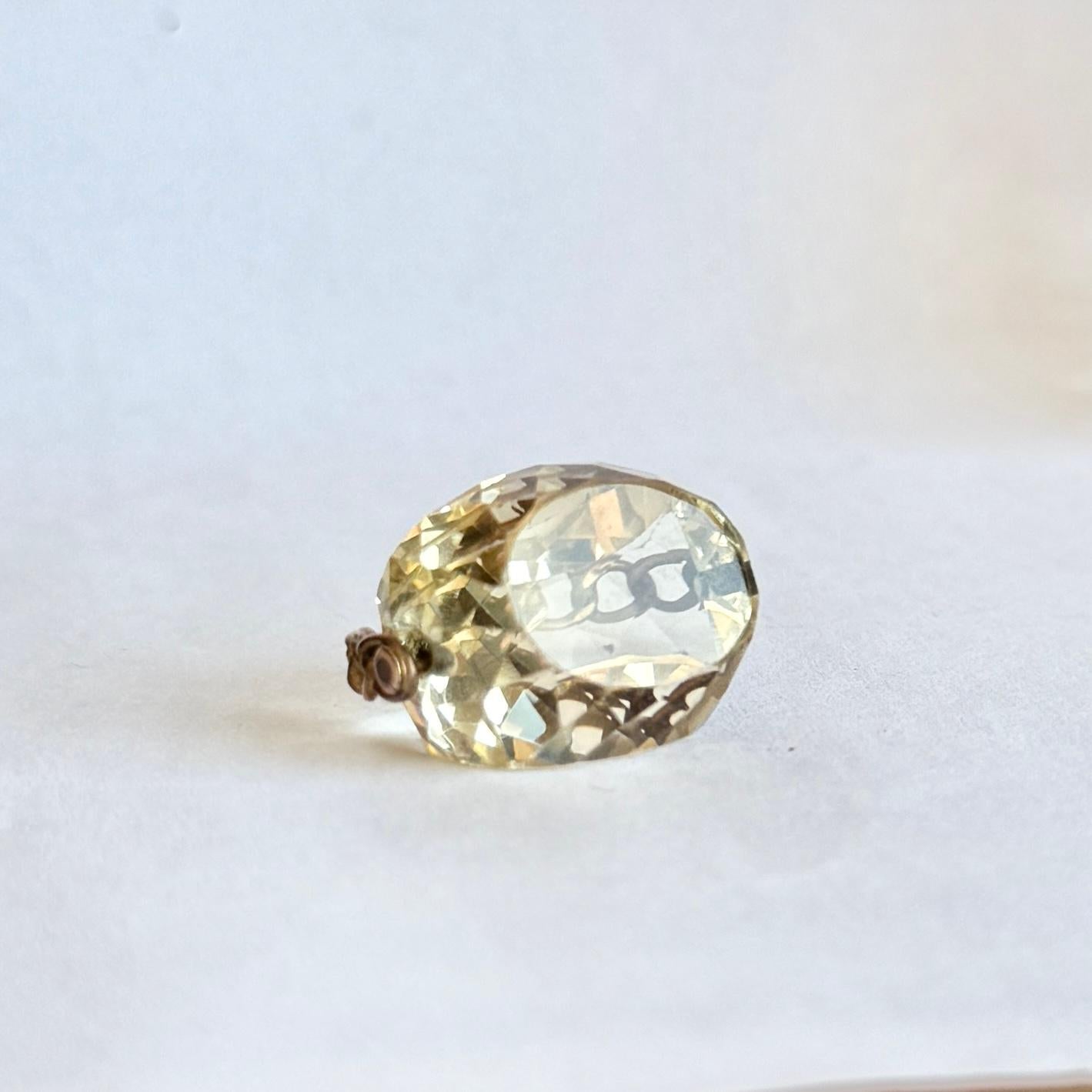 Uncut Antique Citrine and 9 Carat Gold Swivel Fob For Sale