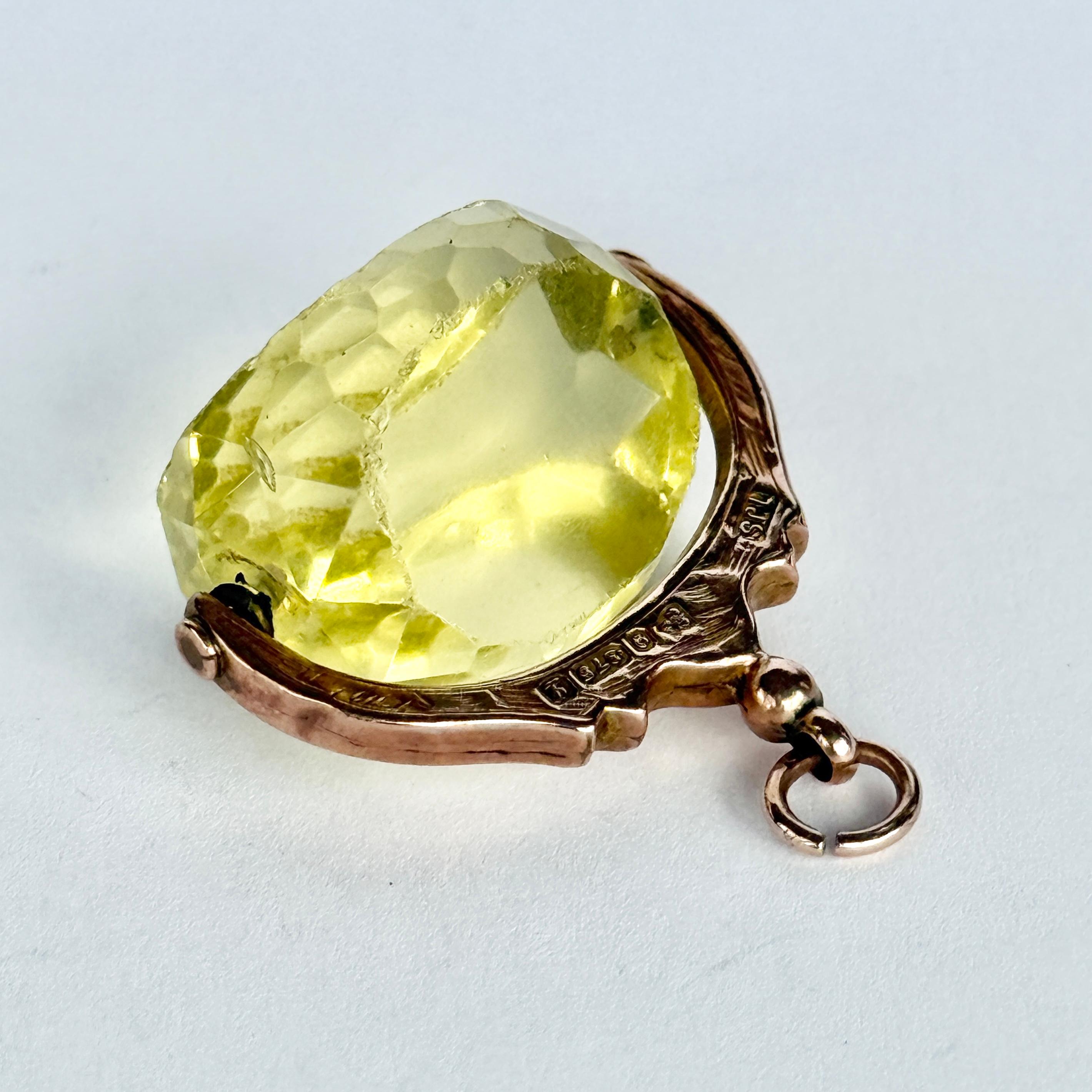 Non taillé Objet pivotant ancien en or 9 carats et citrine en vente