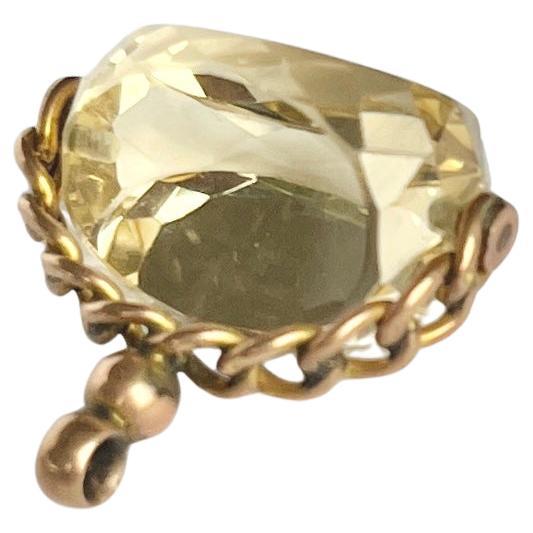 Antique Citrine and 9 Carat Gold Swivel Fob