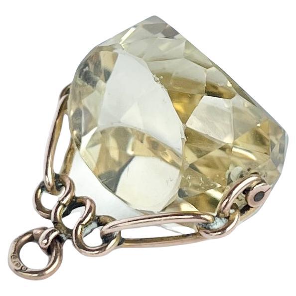 Antique Citrine and 9 Carat Gold Swivel Fob