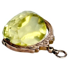 Antique Citrine and 9 Carat Gold Swivel Fob