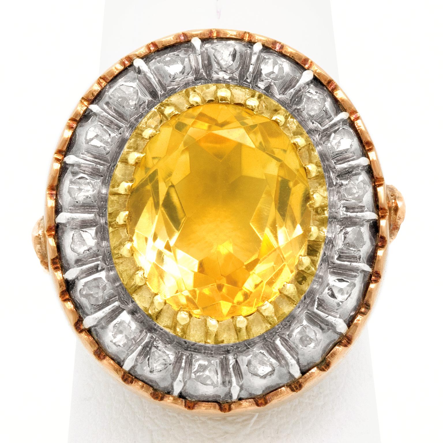 Antique Citrine and Diamond Ring For Sale 5