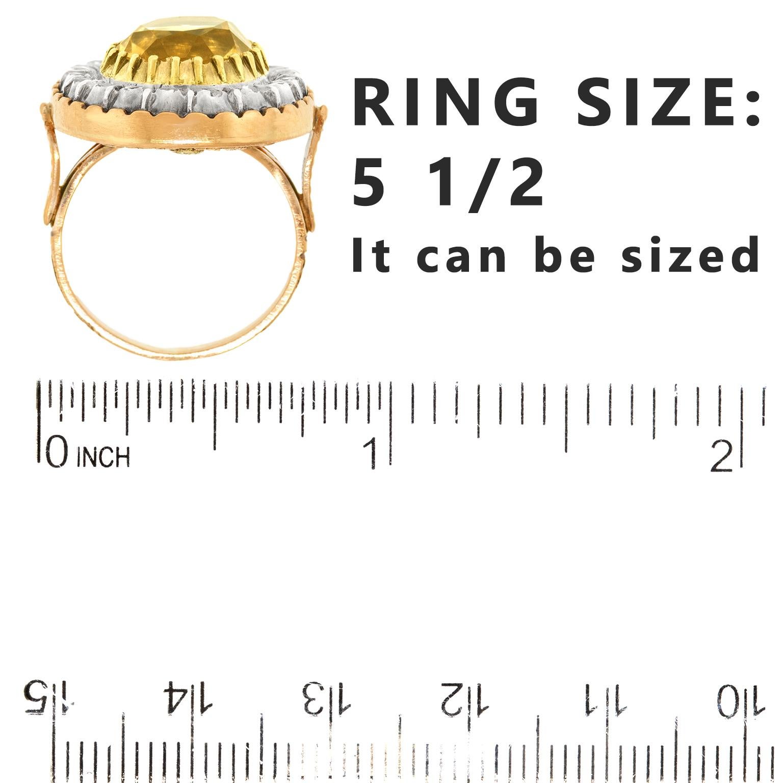Antiker Ring mit Citrin und Diamant im Angebot 1