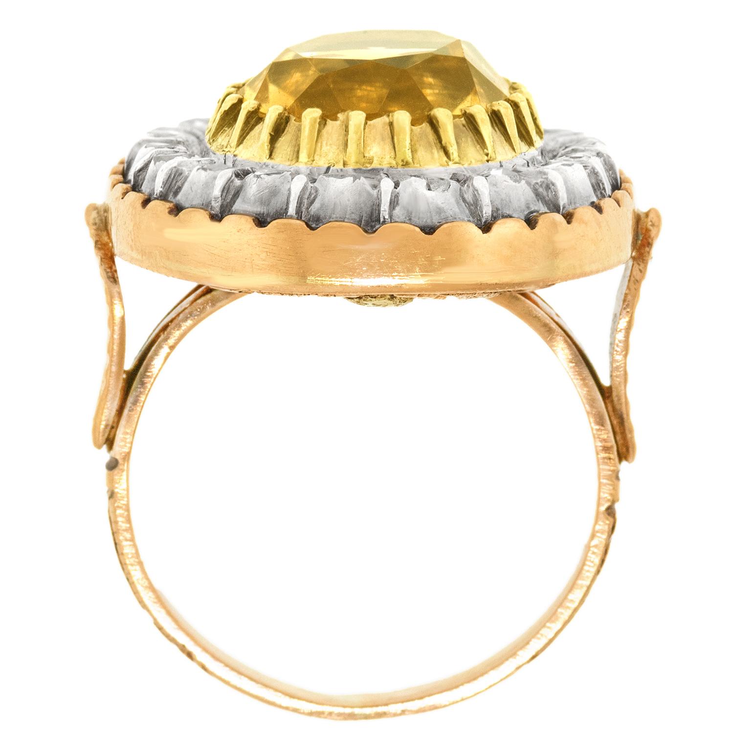 Antiker Ring mit Citrin und Diamant im Angebot 4