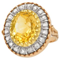Antiker Ring mit Citrin und Diamant