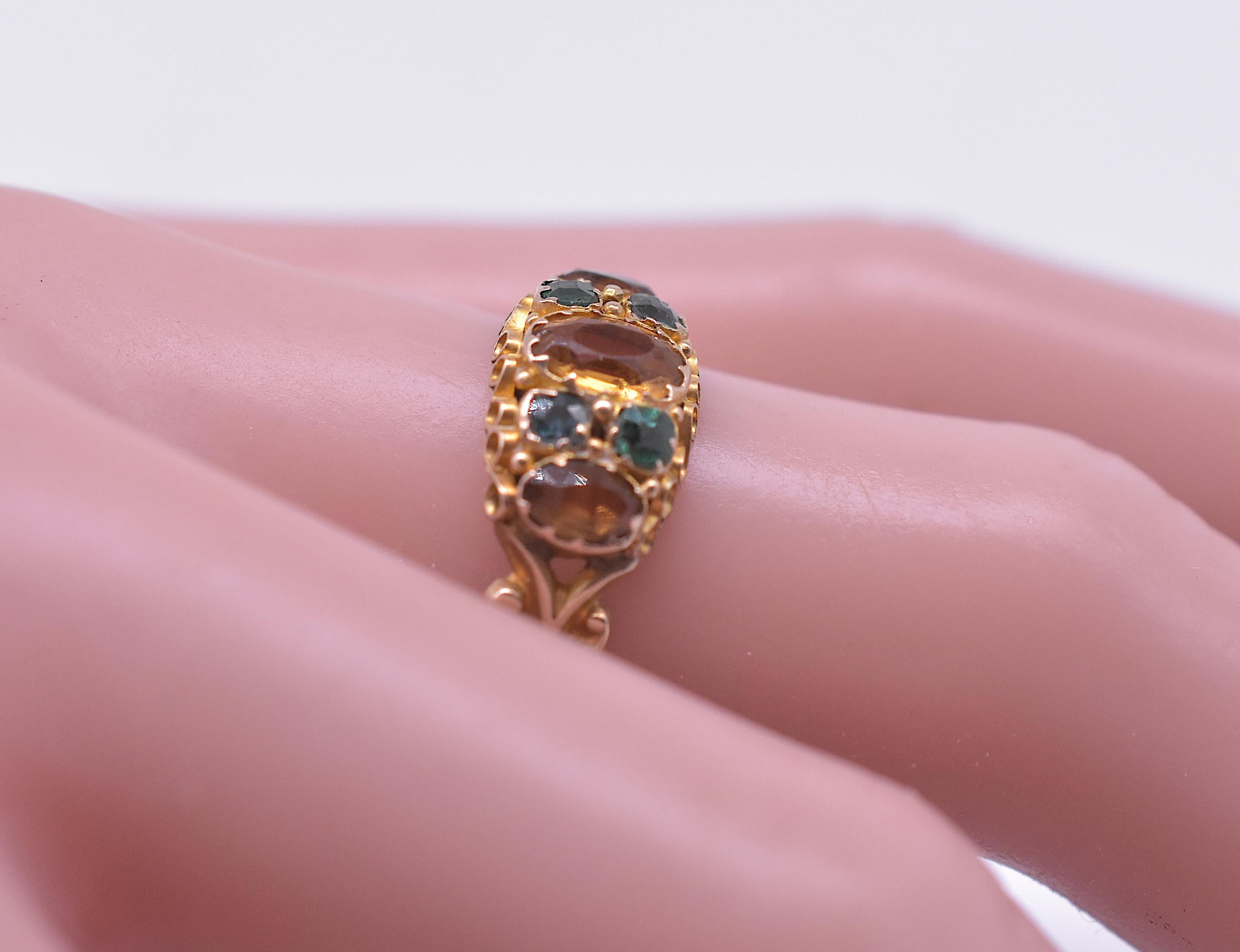 Antique Citrine and Emerald Ring, circa 1860 In Good Condition In Baltimore, MD