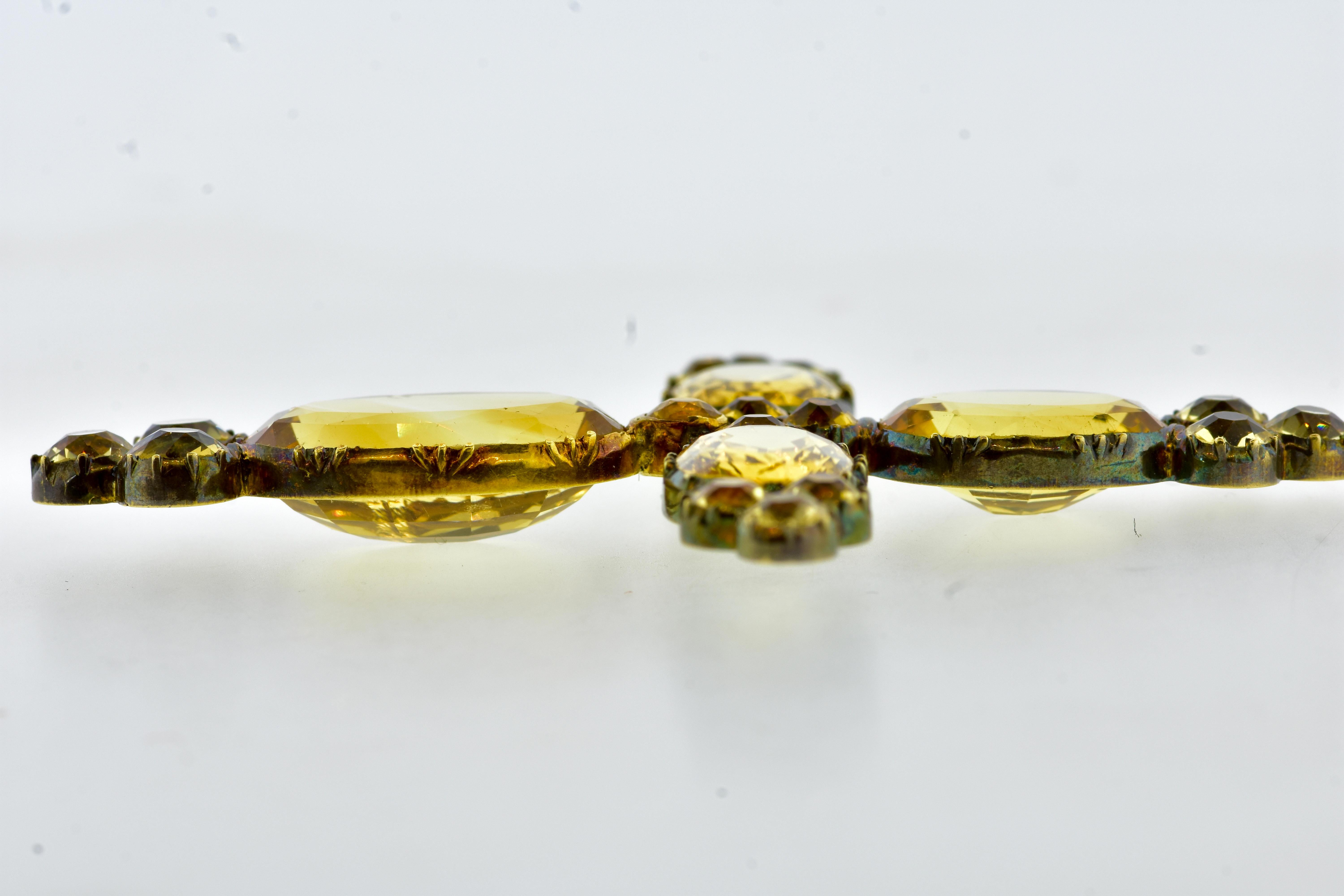 Old Mine Cut Antique Citrine and Gold Cross, c. 1840