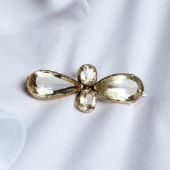 Antique Citrine Brooch 12K Gold Quatrefoil Style Design - 19th c.