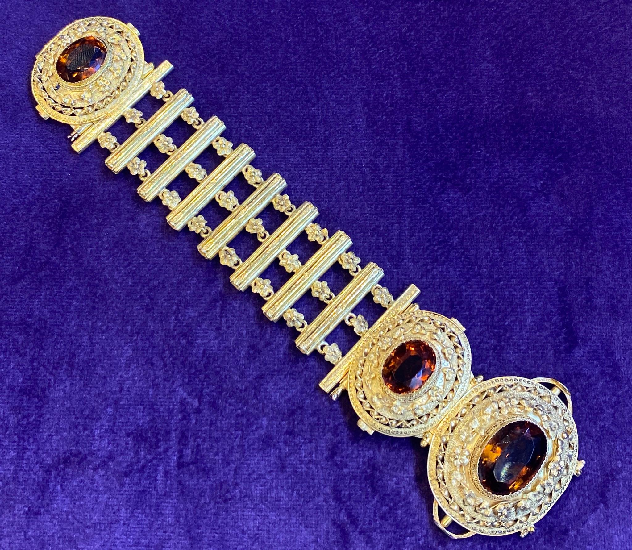 Victorian Antique Citrine Gold Bracelet For Sale