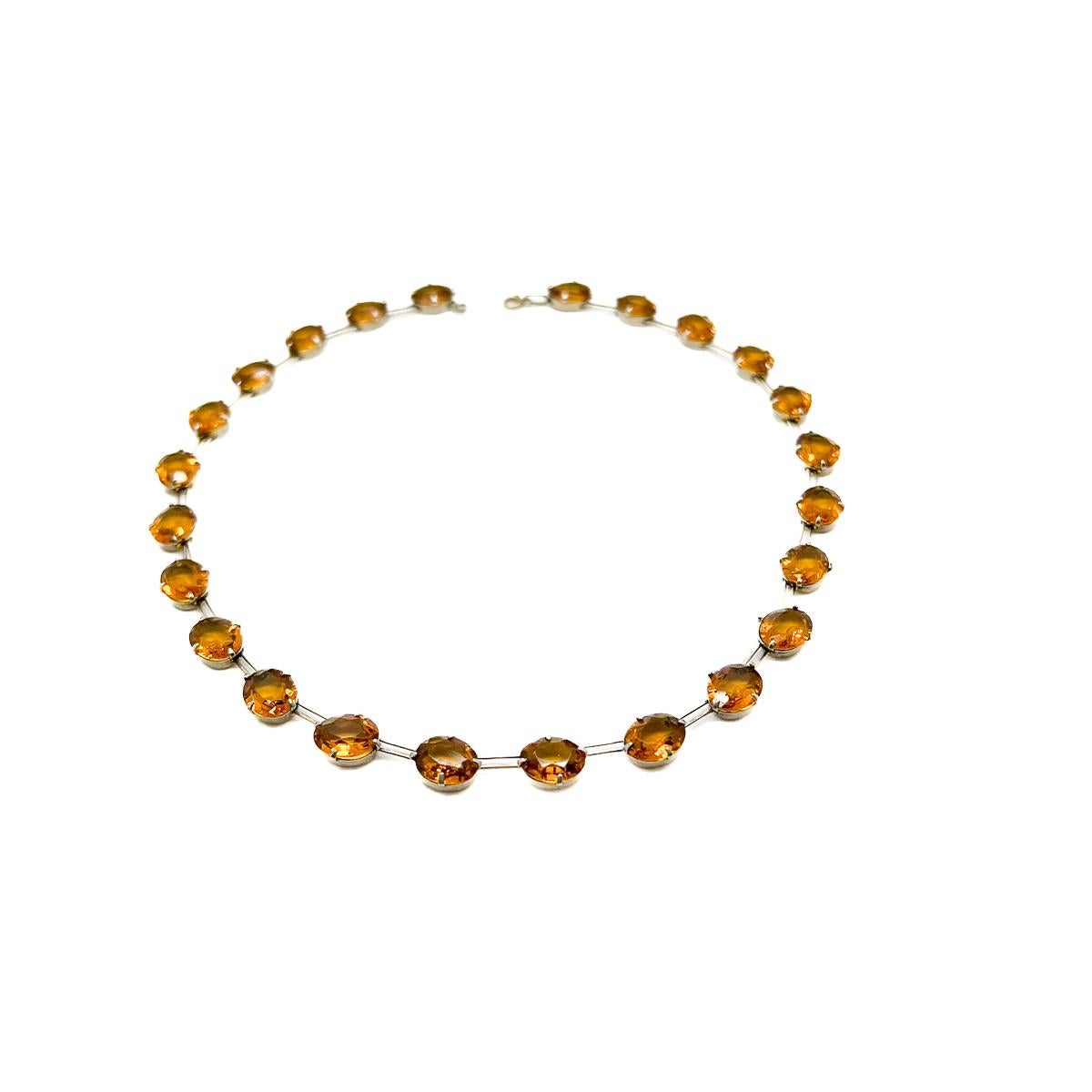 Antique Citrine Paste & Silver Rivière Necklace 1920s In Good Condition In Wilmslow, GB