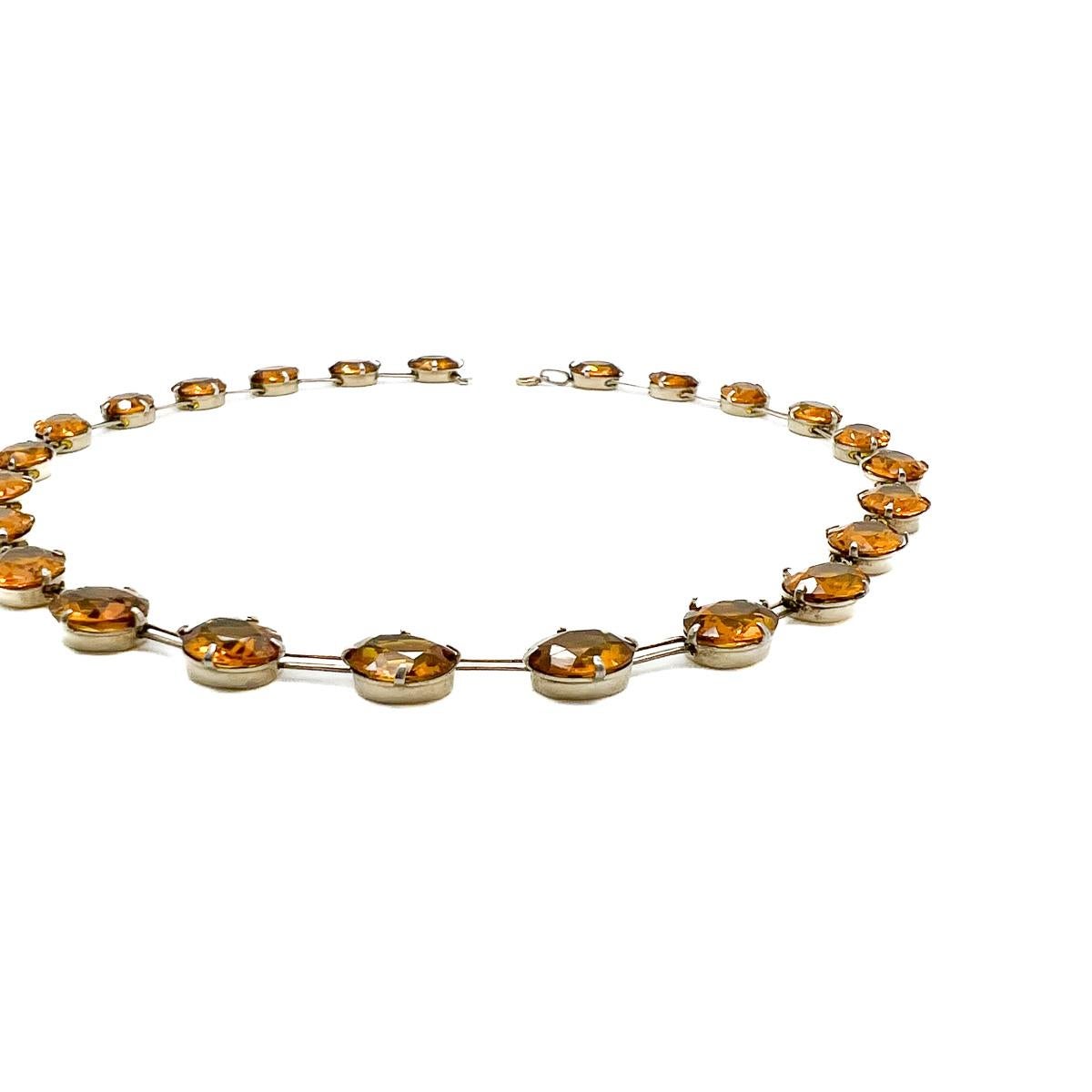 Antique Citrine Paste & Silver Rivière Necklace 1920s 1
