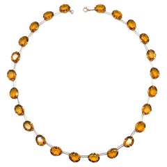 Antique Citrine Paste & Silver Rivière Necklace 1920s