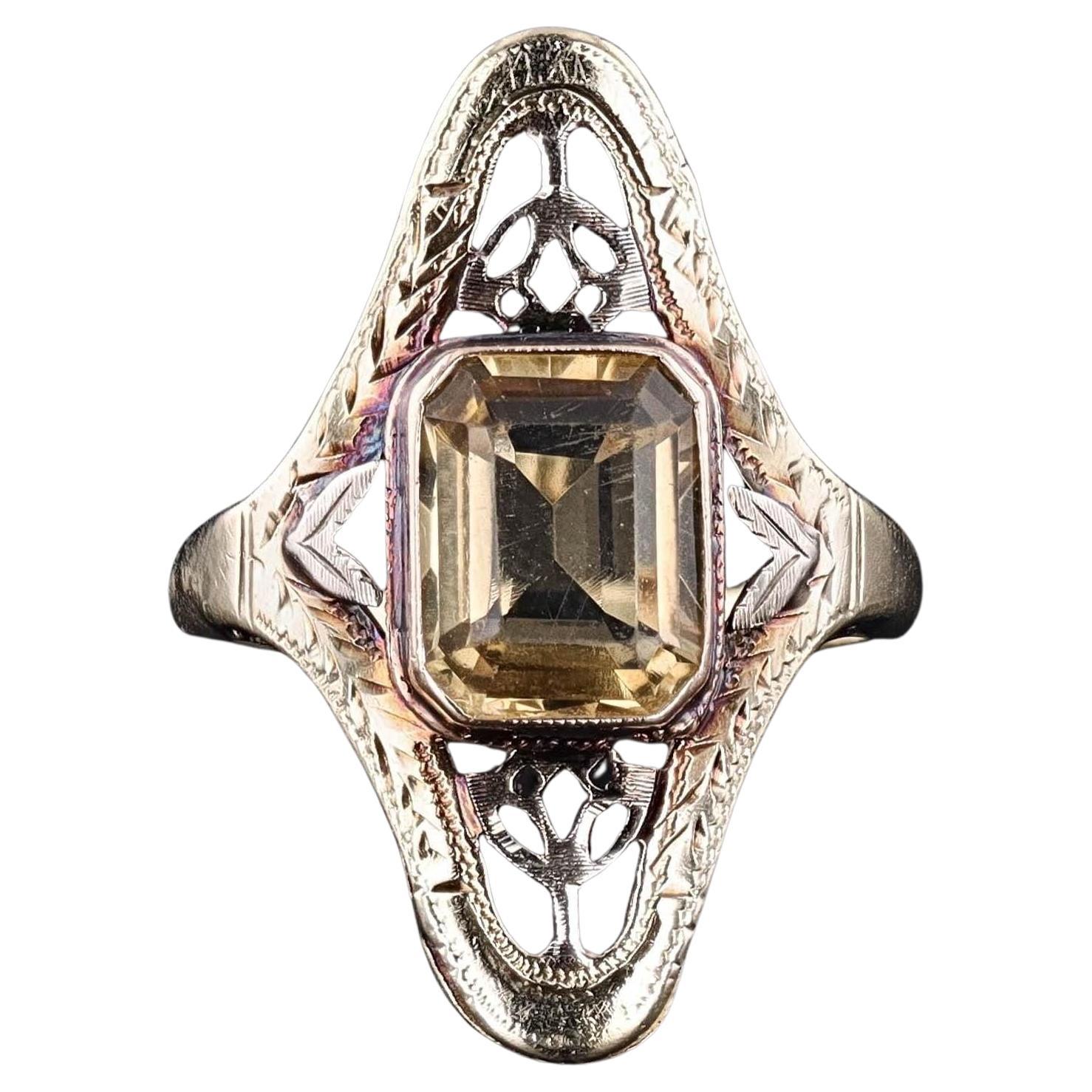 Anello Citrino antico in oro 10k