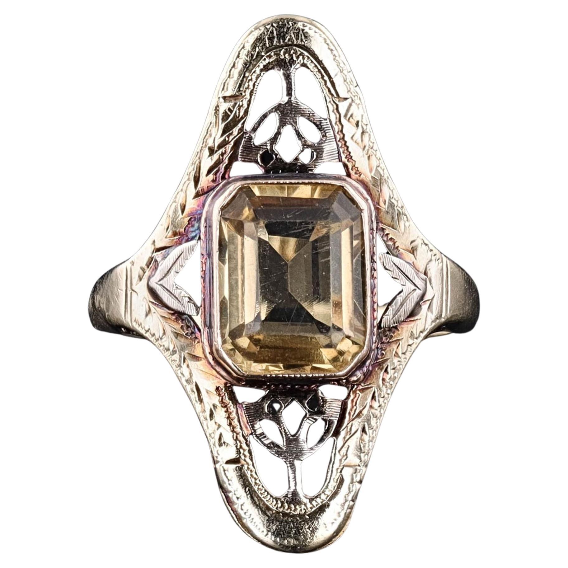 Anello Citrino antico in oro 10k
