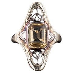 Anello Citrino antico in oro 10k