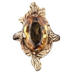 Antiker Citrinring aus 10 Karat Gold mit Citrin