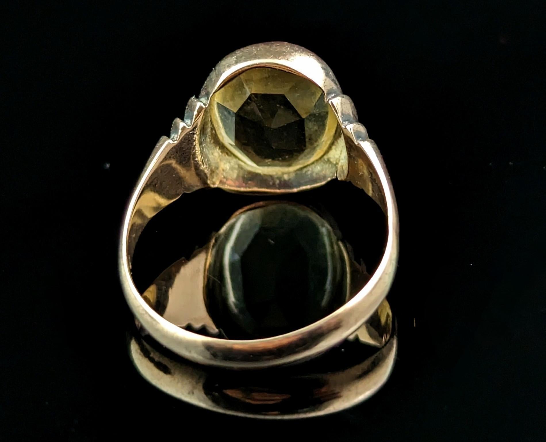 Antique Citrine solitaire ring, 9ct gold, Victorian 3