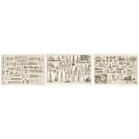 Set of 3 Antique Engravings of Civil Engineering, c.1800, Large Format