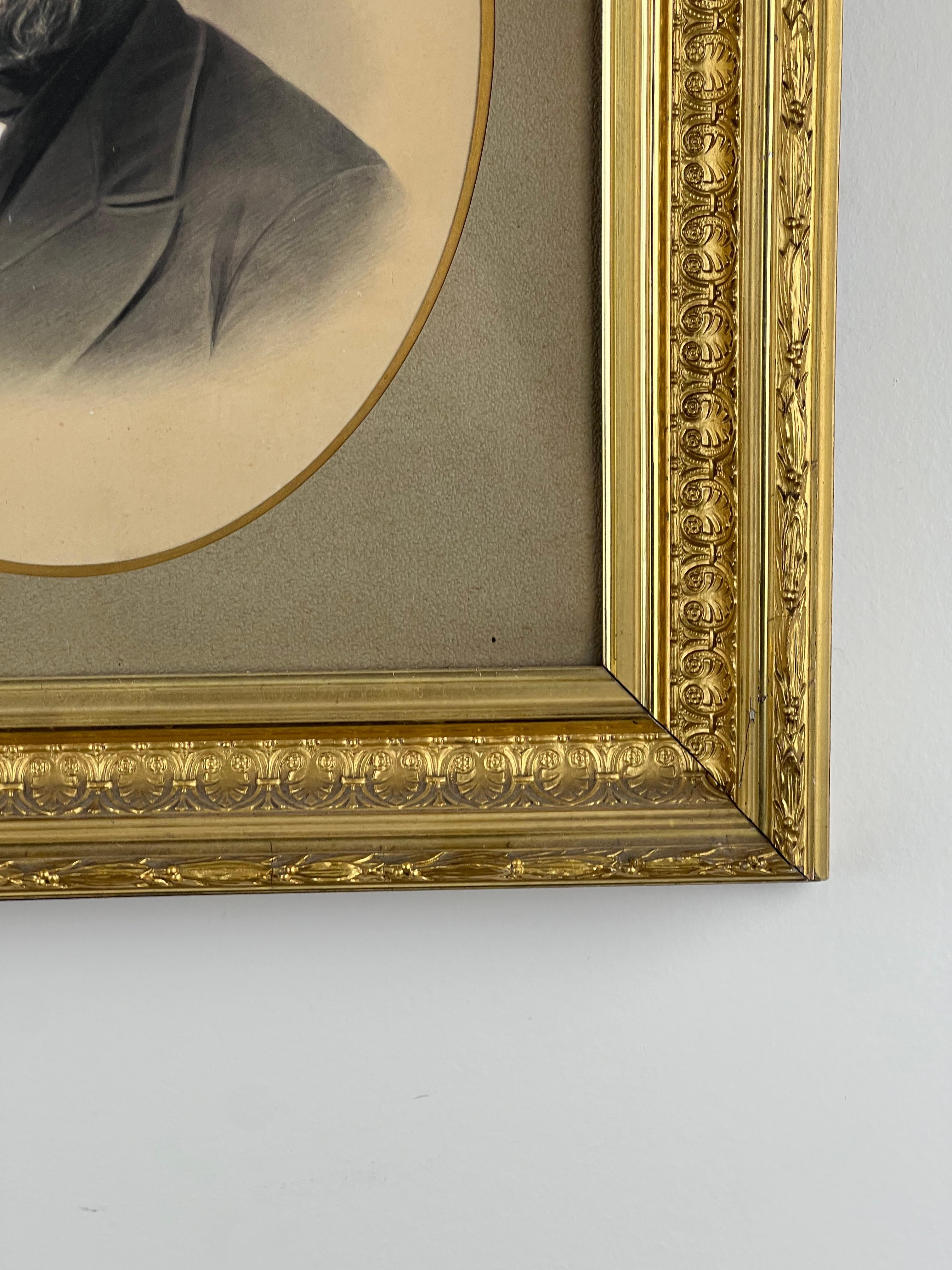 Antike Bürgerkrieg Ära Porträt eines Gentleman in vergoldetem Holzrahmen (19. Jahrhundert) im Angebot