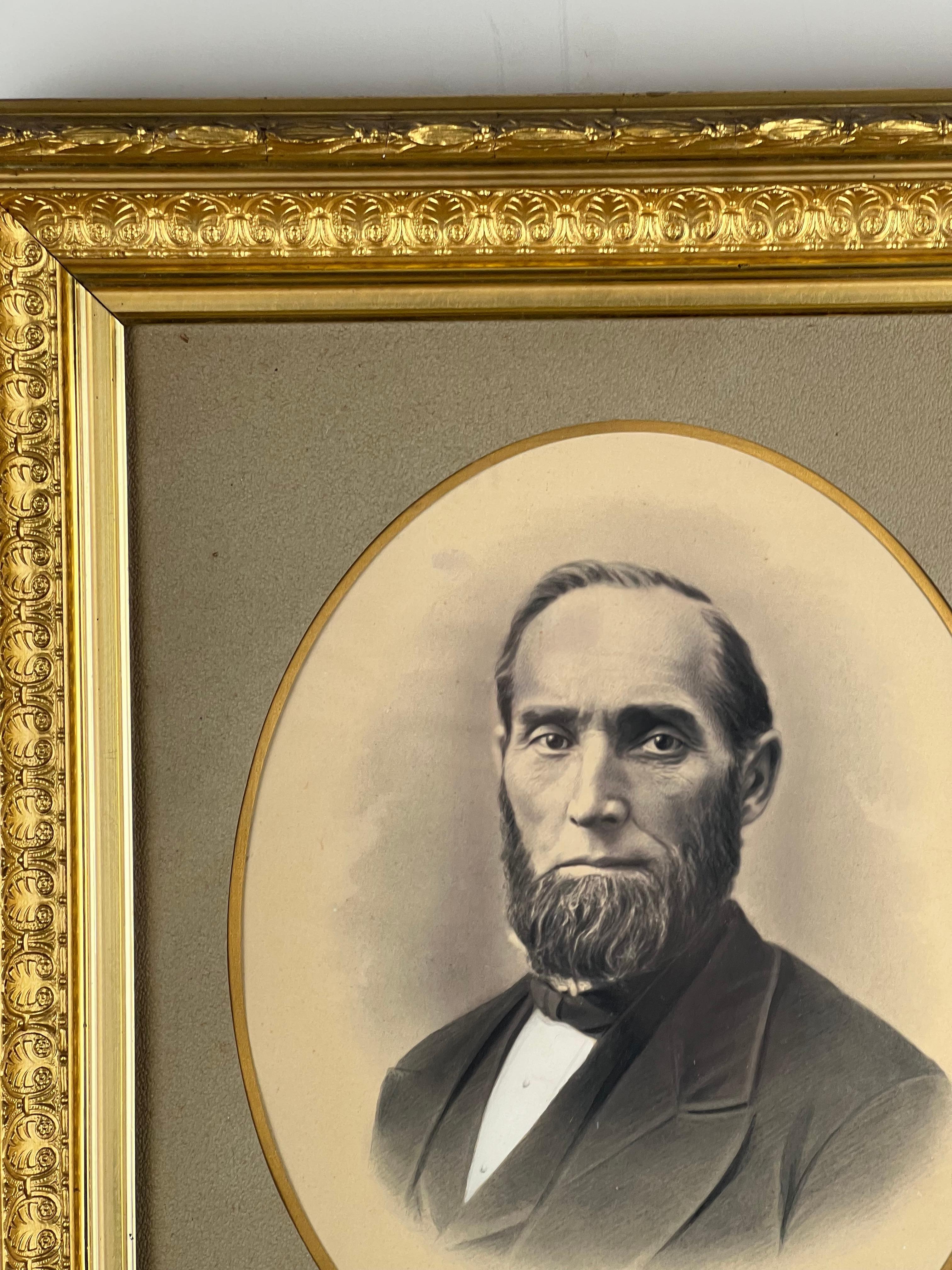 Antike Bürgerkrieg Ära Porträt eines Gentleman in vergoldetem Holzrahmen im Angebot 1