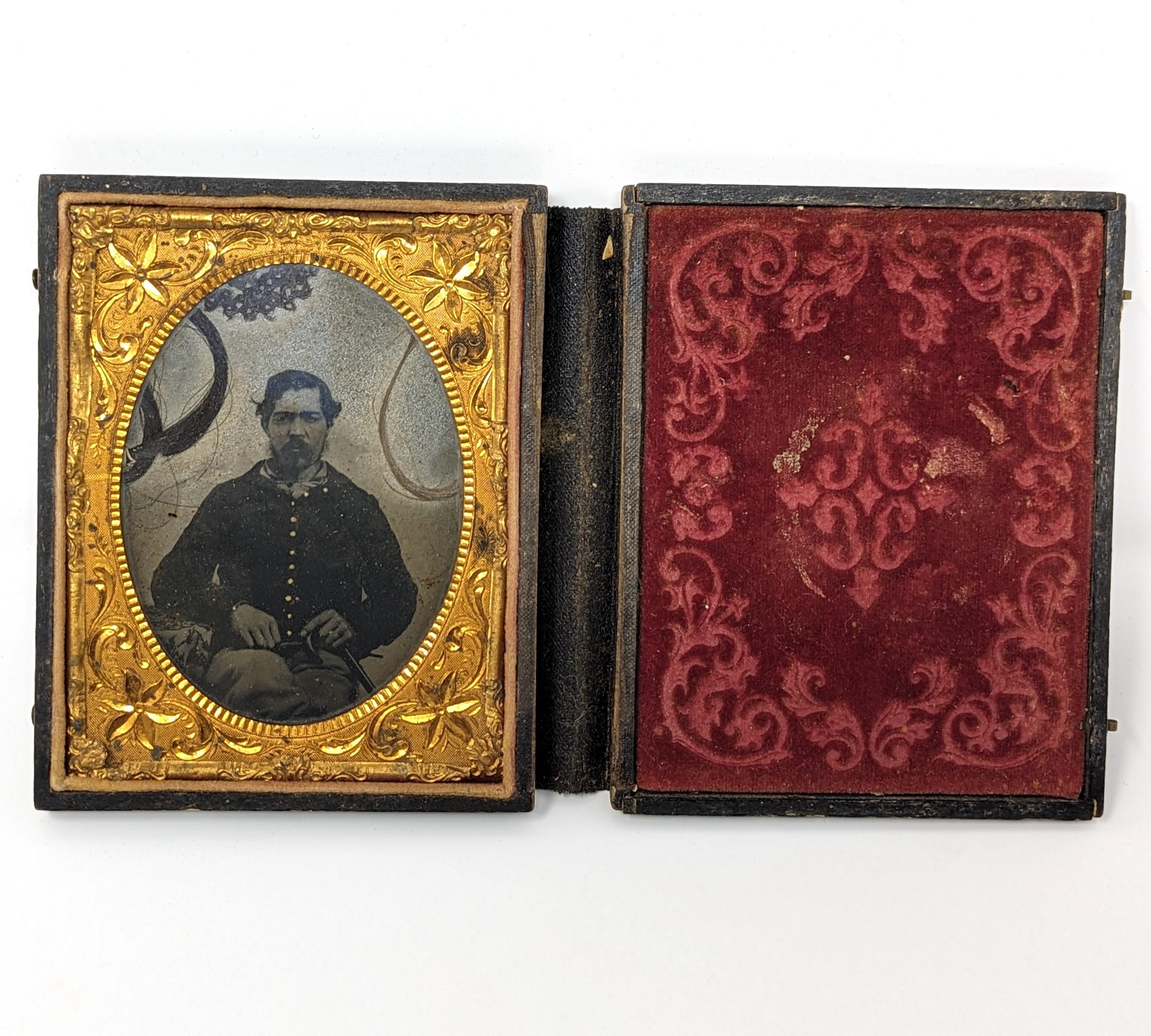 Victorien Photo ancienne de la guerre civile avec cheveux des années 1800 Soldier militaire en vente